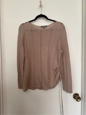 NY Collection Beige Scoop Neck Knit Sweater